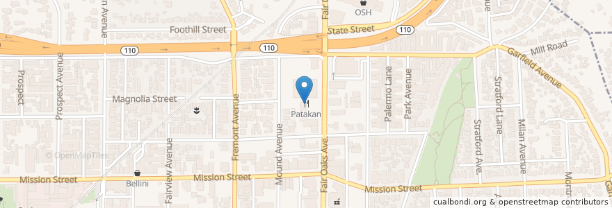 Mapa de ubicacion de Patakan en États-Unis D'Amérique, Californie, Los Angeles County, South Pasadena.