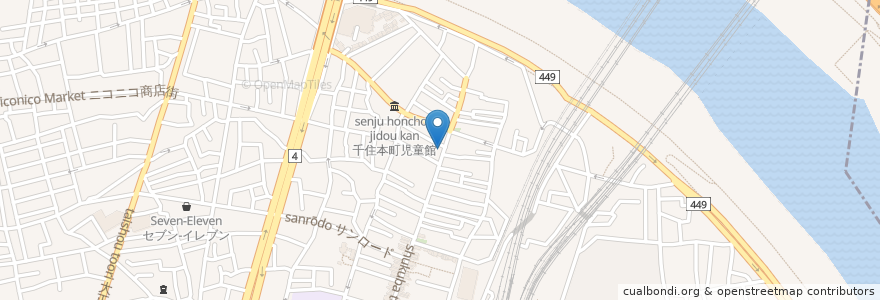 Mapa de ubicacion de 中川屋本店 en Japan, 東京都, 足立区.
