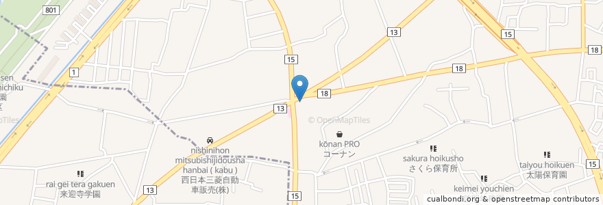 Mapa de ubicacion de 仁和寺 en Jepun, 大阪府, 寝屋川市.