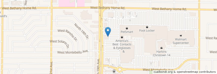 Mapa de ubicacion de Bank of America en United States, Arizona, Maricopa County, Phoenix.