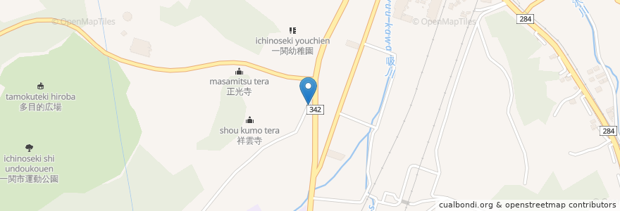 Mapa de ubicacion de 中華八番 en Japonya, 岩手県, 一関市.