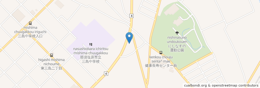 Mapa de ubicacion de すき家 en 일본, 도치기현, 那須塩原市.