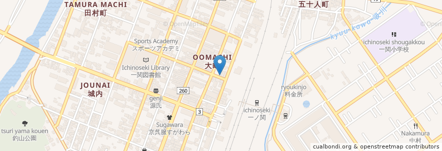 Mapa de ubicacion de あべちう en Japão, 岩手県, 一関市.