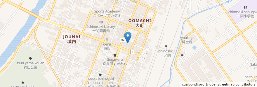 Mapa de ubicacion de お多福 en 日本, 岩手県, 一関市.