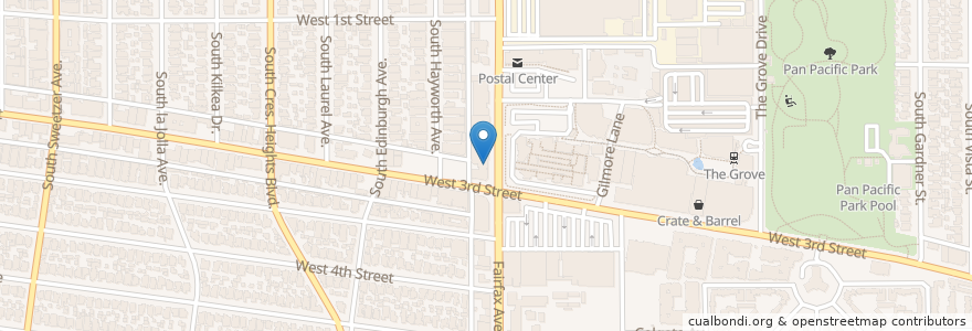 Mapa de ubicacion de Peet's Coffee en 미국, 캘리포니아주, Los Angeles County, 로스앤젤레스.