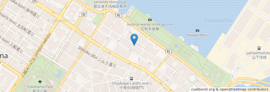 Mapa de ubicacion de 田辺薬局 en Japonya, 神奈川県, 横浜市, 中区.