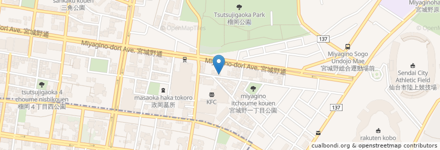 Mapa de ubicacion de 大衆酒場波琉 en Япония, Мияги, 仙台市, 宮城野区.