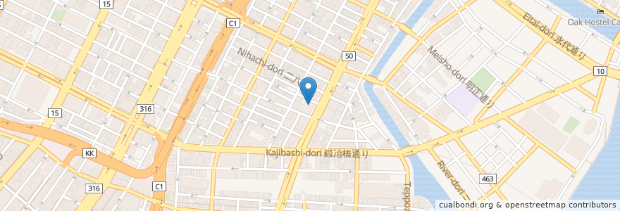 Mapa de ubicacion de 八丁堀医院 en Japan, Tokyo, Chuo.