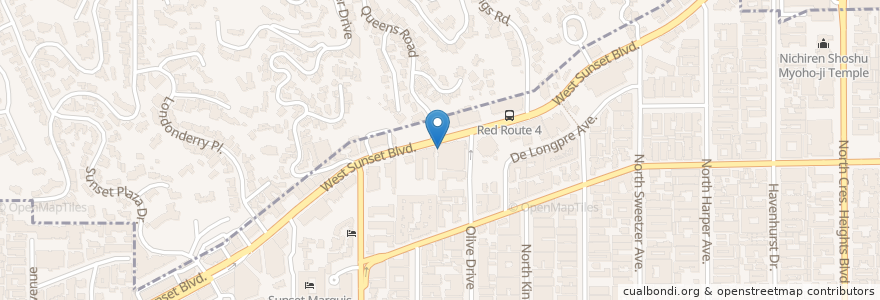 Mapa de ubicacion de Skybar en アメリカ合衆国, カリフォルニア州, Los Angeles County, ロサンゼルス, West Hollywood.
