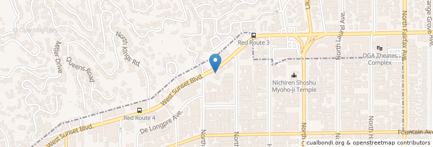 Mapa de ubicacion de Sunset Trocadero en ایالات متحده آمریکا, کالیفرنیا, Los Angeles County, لوس آنجلس, West Hollywood.
