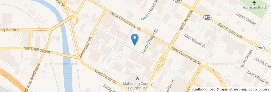 Mapa de ubicacion de O'Donold's Downtown en Estados Unidos De América, Ohio, Mahoning County, Youngstown.