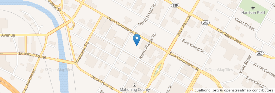 Mapa de ubicacion de Circle Hookah Bar en アメリカ合衆国, オハイオ州, Mahoning County, Youngstown.