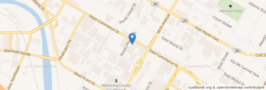 Mapa de ubicacion de Pizza Joe's en Stati Uniti D'America, Ohio, Mahoning County, Youngstown.