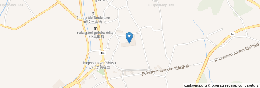 Mapa de ubicacion de 気仙沼市立津谷小学校 en 日本, 宮城県, 気仙沼市.