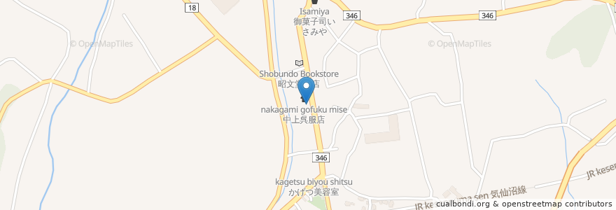 Mapa de ubicacion de 中上薬局 en 日本, 宮城県, 気仙沼市.