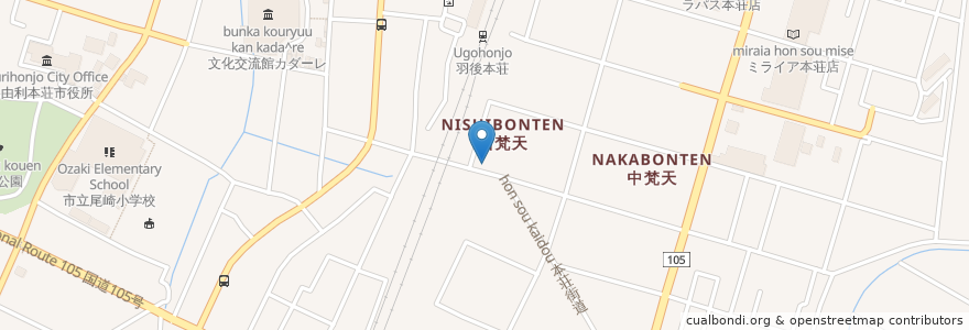 Mapa de ubicacion de 居酒屋勘乃 en Jepun, 秋田県, 由利本荘市.