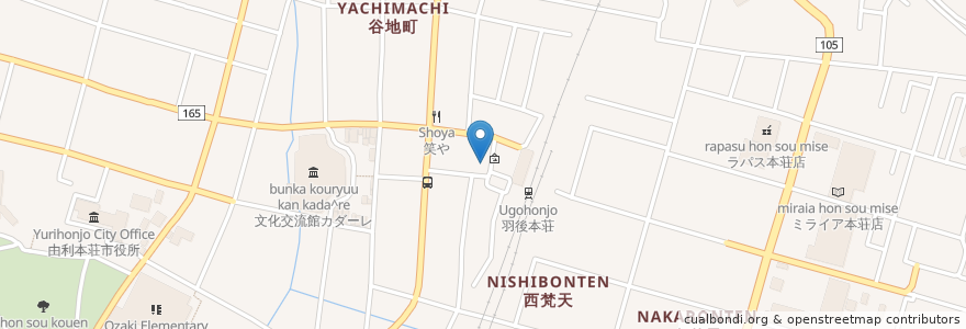 Mapa de ubicacion de 清橋飯店 en Japão, 秋田県, 由利本荘市.