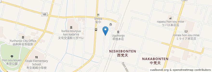 Mapa de ubicacion de すなっくたんたん en Japon, Préfecture D'Akita, 由利本荘市.
