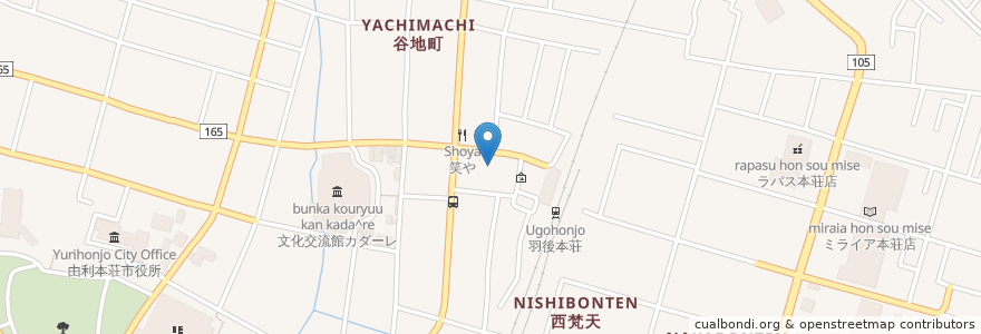 Mapa de ubicacion de 居酒屋 とみ屋 en Japon, Préfecture D'Akita, 由利本荘市.
