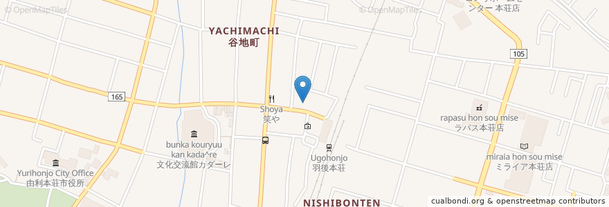 Mapa de ubicacion de もちや食堂 en Japón, Prefectura De Akita, 由利本荘市.