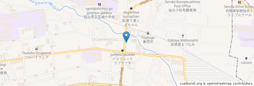 Mapa de ubicacion de 5丁目グルメ Nan Da Roo en Japonya, 宮城県, 仙台市, 青葉区.