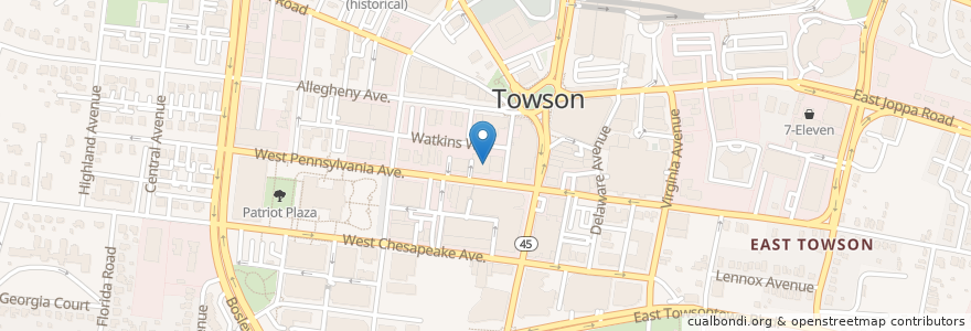 Mapa de ubicacion de Slyce of Towson en Vereinigte Staaten Von Amerika, Maryland, Baltimore County.