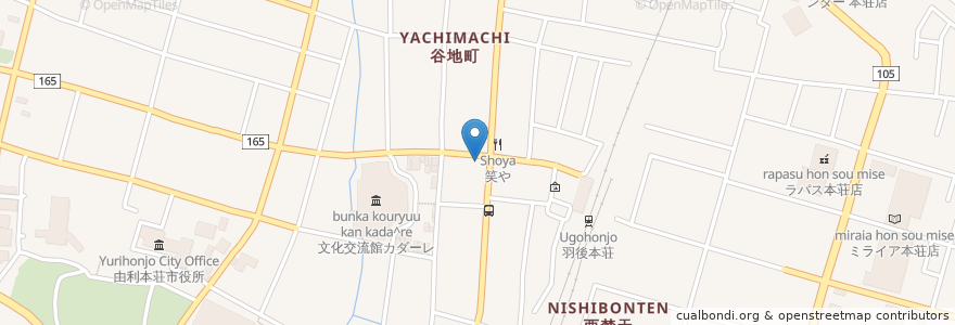 Mapa de ubicacion de いろはにほへと 羽後本荘駅前店 en 日本, 秋田県, 由利本荘市.
