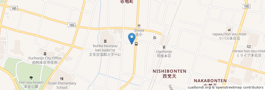 Mapa de ubicacion de あかり en Japon, Préfecture D'Akita, 由利本荘市.