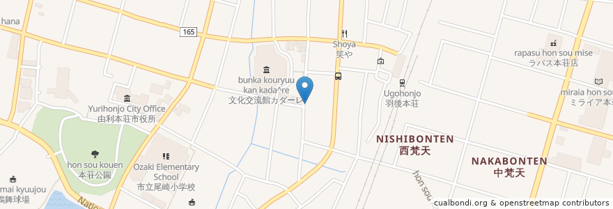 Mapa de ubicacion de 暖・食彩屋 en اليابان, أكيتا, 由利本荘市.