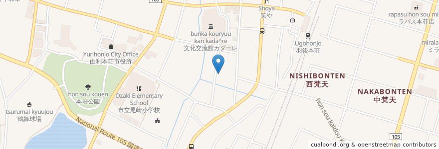 Mapa de ubicacion de 伊藤内科医院 en 日本, 秋田県, 由利本荘市.