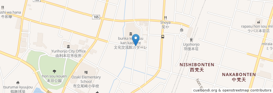 Mapa de ubicacion de 汐布華 en Япония, Акита, 由利本荘市.