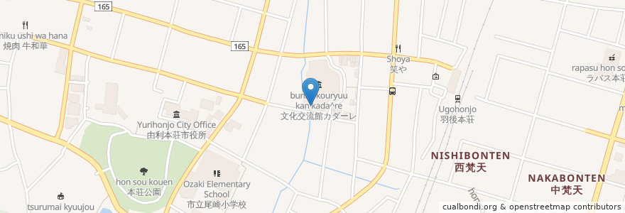 Mapa de ubicacion de 由利本荘市立中央図書館 en Giappone, Prefettura Di Akita, 由利本荘市.