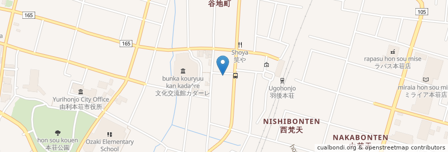 Mapa de ubicacion de あらため皮膚科医院 en Japão, 秋田県, 由利本荘市.