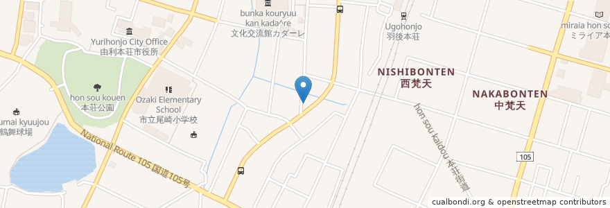 Mapa de ubicacion de コスモ石油 en Jepun, 秋田県, 由利本荘市.