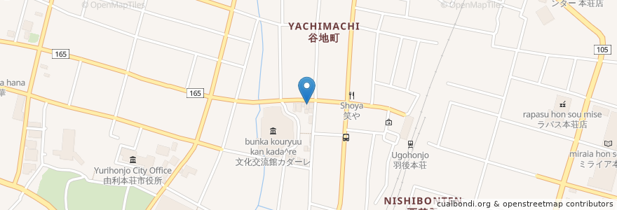 Mapa de ubicacion de ラーメンキッチンカイ en اليابان, أكيتا, 由利本荘市.