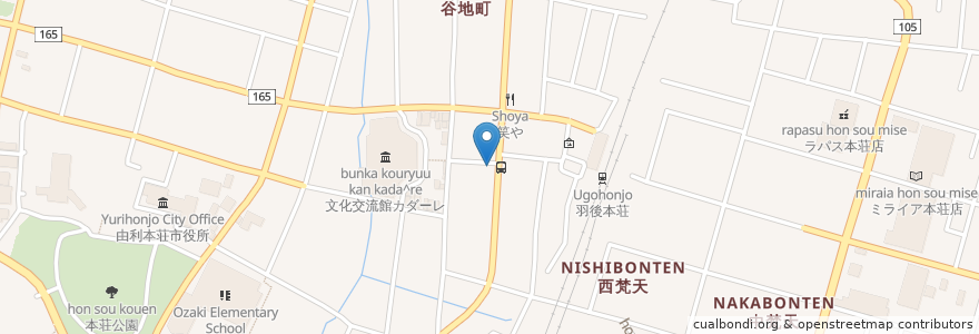 Mapa de ubicacion de サン薬局 en 日本, 秋田県, 由利本荘市.