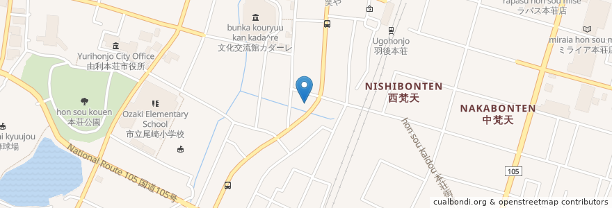 Mapa de ubicacion de ナイトインパブシルク en Giappone, Prefettura Di Akita, 由利本荘市.