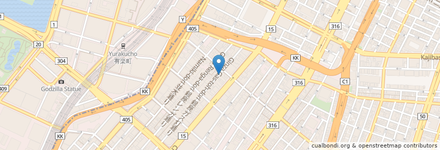 Mapa de ubicacion de 銀座稲荷神社 en Japan, Tokio, 中央区.