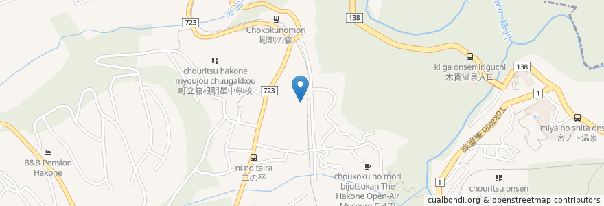 Mapa de ubicacion de Chokoku-no-mori en 日本, 神奈川県, 足柄下郡, 箱根町.