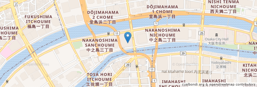 Mapa de ubicacion de 中之島会館 en Japon, Préfecture D'Osaka, 大阪市, 北区.