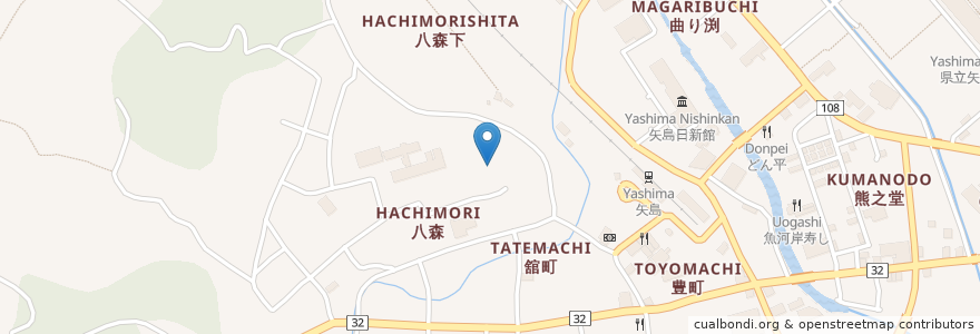 Mapa de ubicacion de 矢島神社 en 일본, 아키타현, 由利本荘市.
