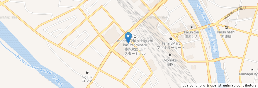 Mapa de ubicacion de 浜の井 en Giappone, Prefettura Di Iwate, 盛岡市.