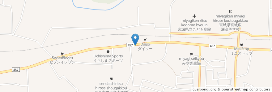 Mapa de ubicacion de やま新寿司 en 日本, 宮城県, 仙台市, 青葉区.