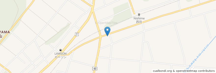 Mapa de ubicacion de 西目郵便局 en Japão, 秋田県, 由利本荘市.