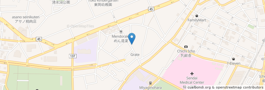 Mapa de ubicacion de スナック カルム en Japan, Präfektur Miyagi, 仙台市, 宮城野区.