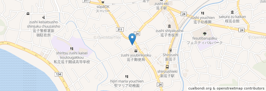 Mapa de ubicacion de レストランMICHIKUSA en 日本, 神奈川県, 逗子市.