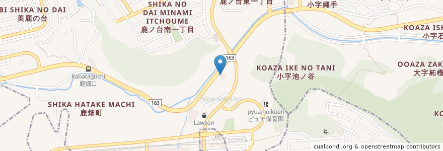 Mapa de ubicacion de じゅうじゅうカルビ生駒鹿ノ台東店 en Japão, 奈良県, 生駒市.