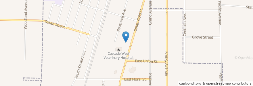 Mapa de ubicacion de Cascade Dental Center en United States, Washington, Lewis County, Centralia.