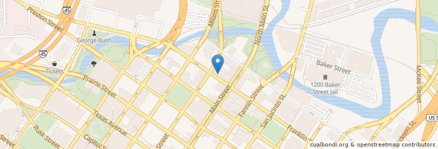 Mapa de ubicacion de La Calle Cantina en United States, Texas, Houston, Harris County.