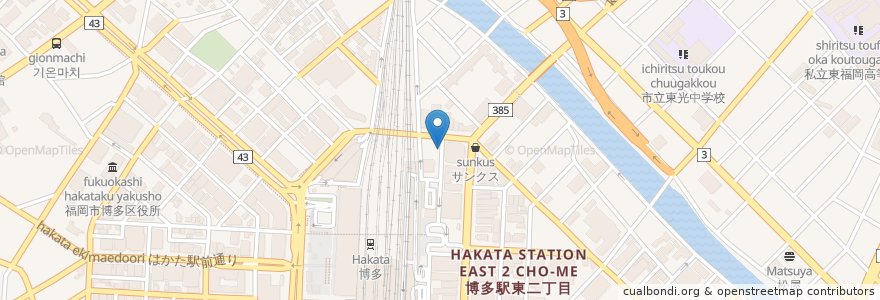 Mapa de ubicacion de 雑魚屋 en Japón, Prefectura De Fukuoka, 福岡市, 博多区.